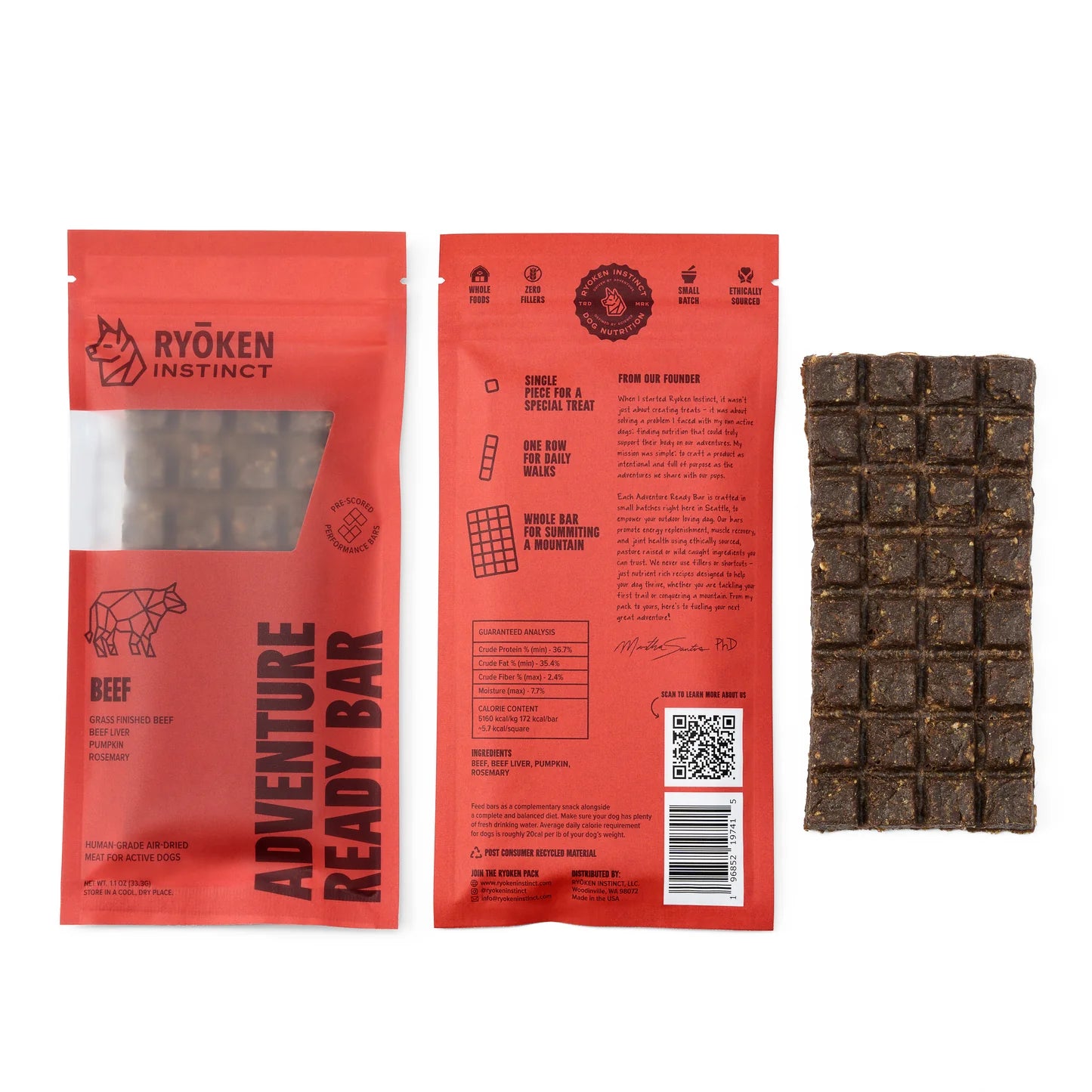 Beef Treat & Snack Bar for Active Dogs - Energy & Recovery