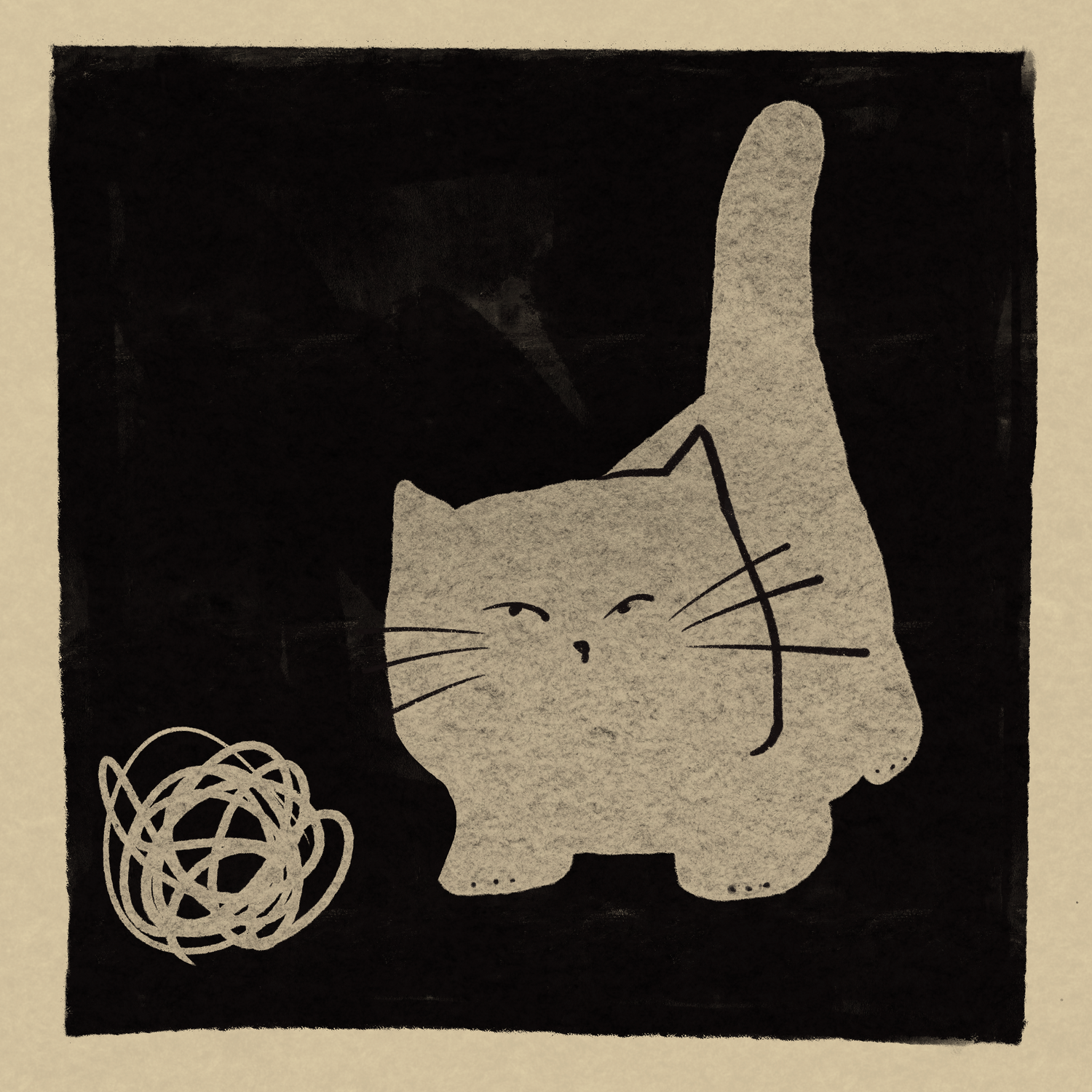 A modern black and white drawing captures a poodle in an acrobatic pose, skillfully balancing a Lunoji enrichment slow feeder pebble toy on its nose.
