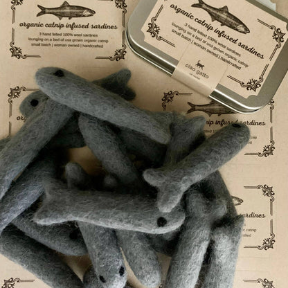 Organic Catnip Infused Wool Sardines 